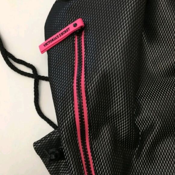 Victoria's Secret VSX Sport Black Mesh Drawstring Backpack - Picture 6 of 7